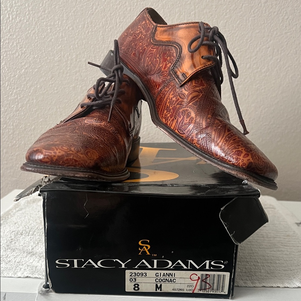 Stacy Adams Men's Cognac Patterned Oxfords